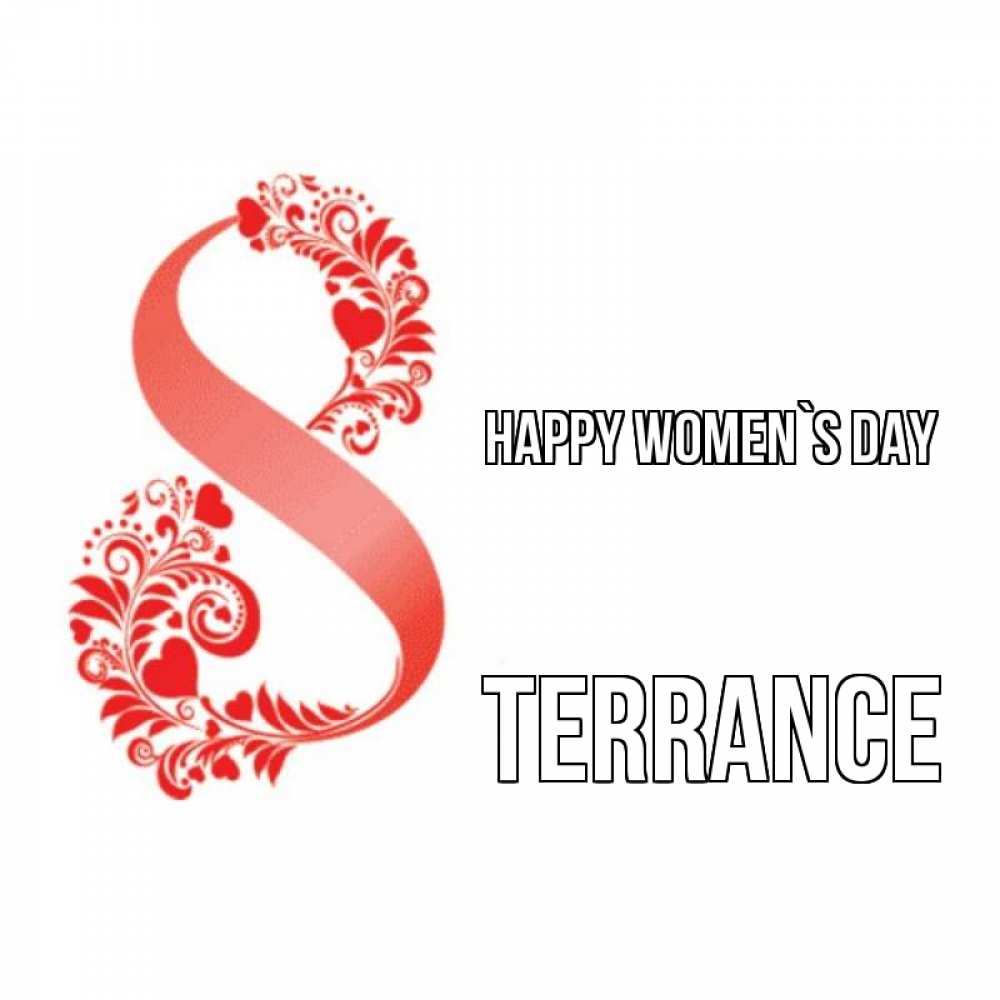 Greetings card с именем, Terrance happy women`s day восьмерка из сердечек и листьев Greetings with text for free download 